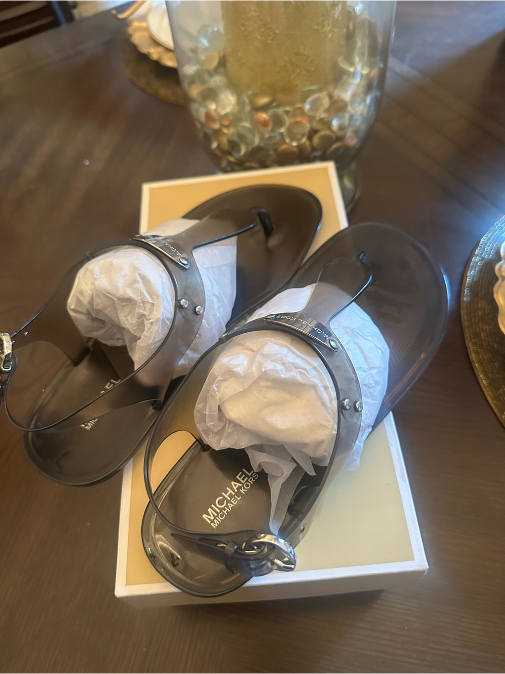 Brand New size 8 MICHAEL Michael Kors Women’s Smoke Jelly Thong Sandals